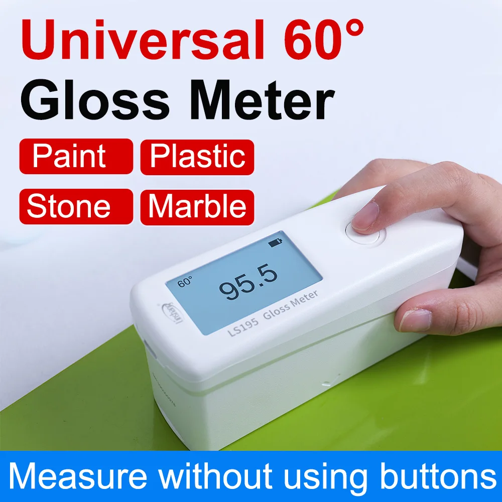 60 Degree Gloss Meter Single-Angle Glossmeter Shine Meter Automotive Paint Gloss Tester for Paint Ink Ceramic Marble LS195