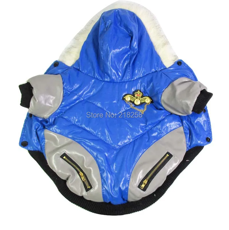 

Синий осенне-зимний щенок, искусственная кожа для маленьких собак, толстовки, теплая одежда для чихуахуа, Йорков, одежда для домашних животных