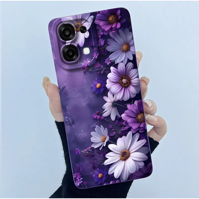 Floral Oil Painting Silicone Shockproof Phone Case - Fashion Simplicity Design