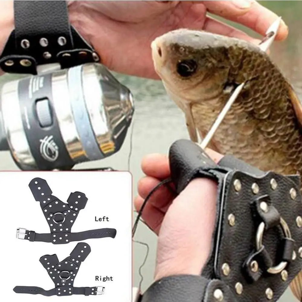 Hot Left/Right Hand Protective Gloves Leather Slingshot Catapult Fishing Bracers Protective Hand Archery Bow