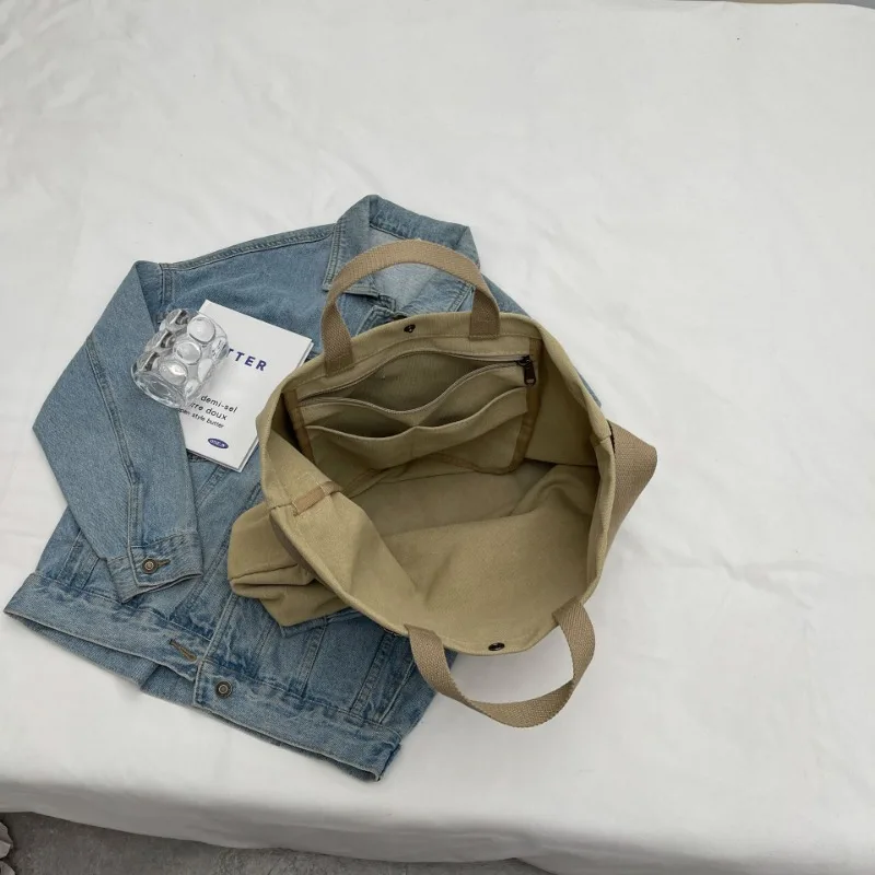 High Quality Women Canvas Shoulder Bag 2023 Shopping Bags Students Book Bag Cotton Cloth Handbags Large Tote For Girls Wallet