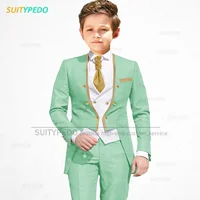 Ensembles de fleurs trempés pour garçons, tenues élégantes pour enfants, blazer sur mesure pour enfants, pantalon en émail, fête de mariage, haute qualité, plus récent, 3 pièces 4