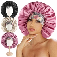 Silk Satin Bonnet Hair Cap Extra Large Jumbo Sleeping Bonnets With Comfortable Flower Band 1