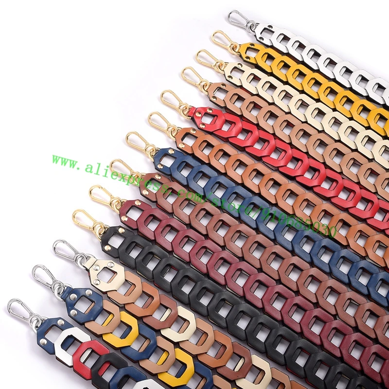 Top Real Calf Leather Chain Links Shoulder Strap For Lady Designer Handbag Women Bag Purse Carry Belt 95cm