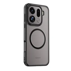 Magnetic Shockproof Airbag Phone Case with Matte Translucent Finish for OPPO Find X9 (Black with Magnet)