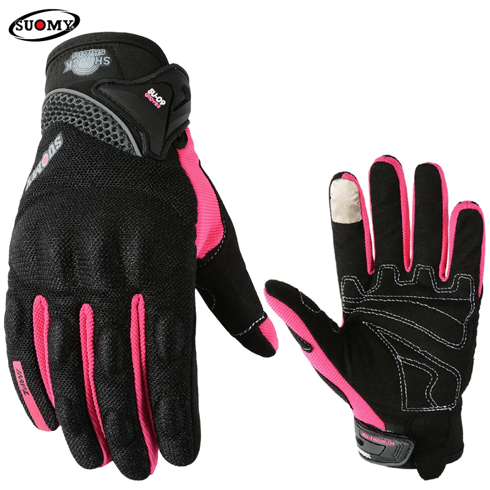 Guantes de Moto transpirables para mujer, protectores antideslizantes para  ciclismo, color rosa y morado, Verano - AliExpress