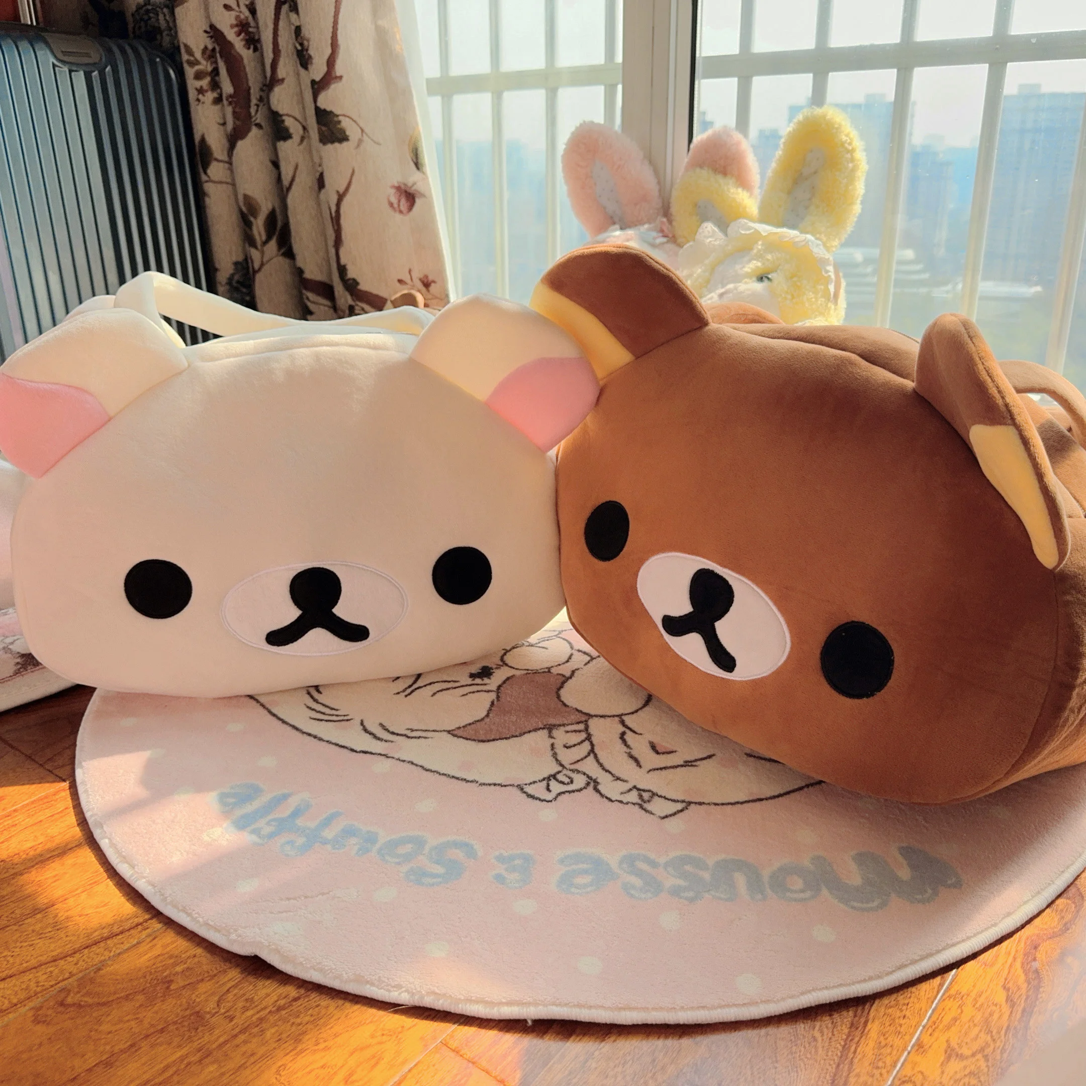 Borsa tote in peluche Rilakkuma, borsa a tracolla con orsetto marrone kawaii, morbida, casual, di grande capacità, per uso quotidiano, per ragazze e donne - immagine 3