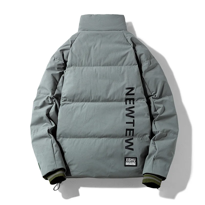 Winter new men's down jacket 90 white duck down trend fashion jacket men's all-match cotton jacket solid color stand collar