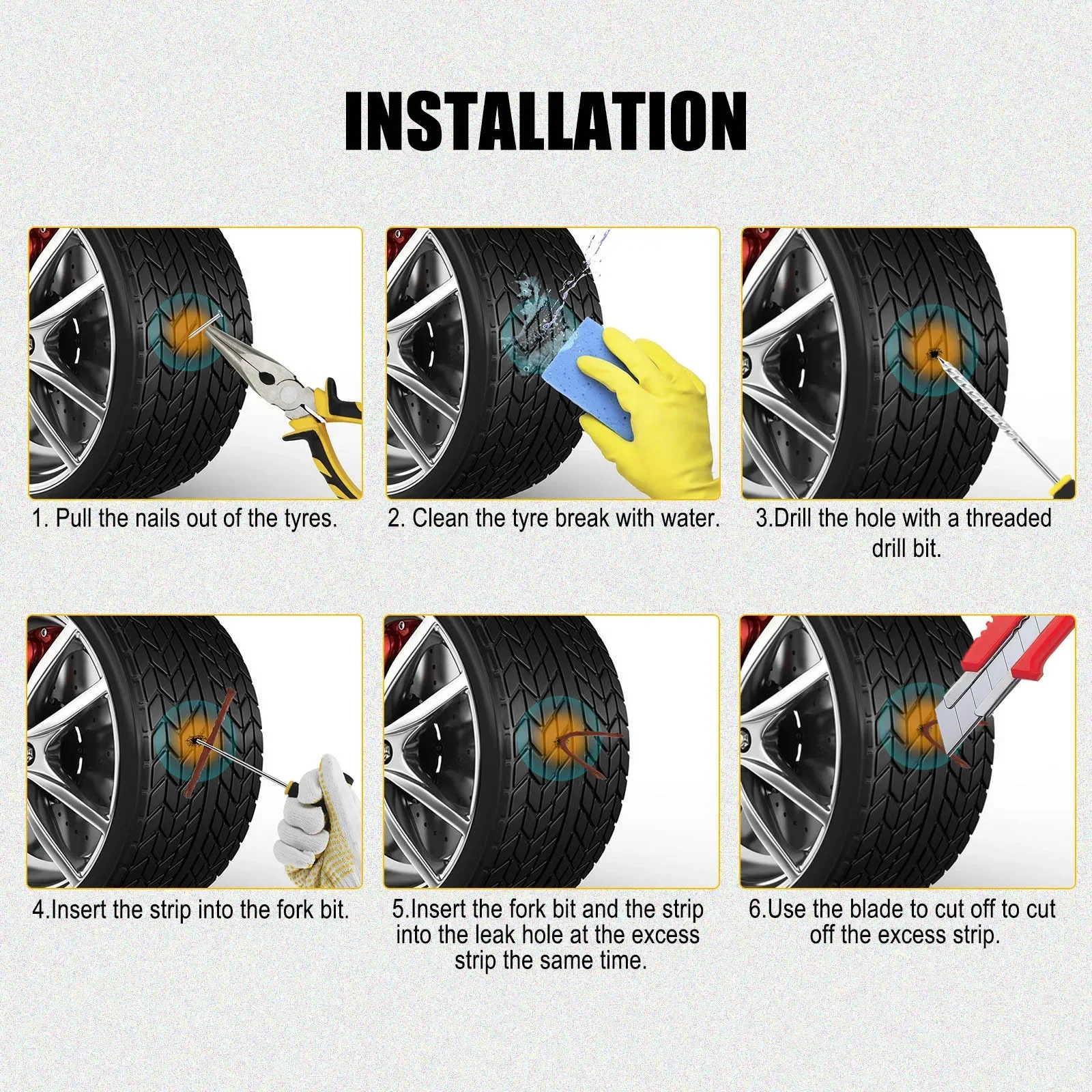 Motorcycle Tire Repair Kit Puncture Plug Tools Car Tire Strips Stirring Glue Emergency Repair Tool Kit