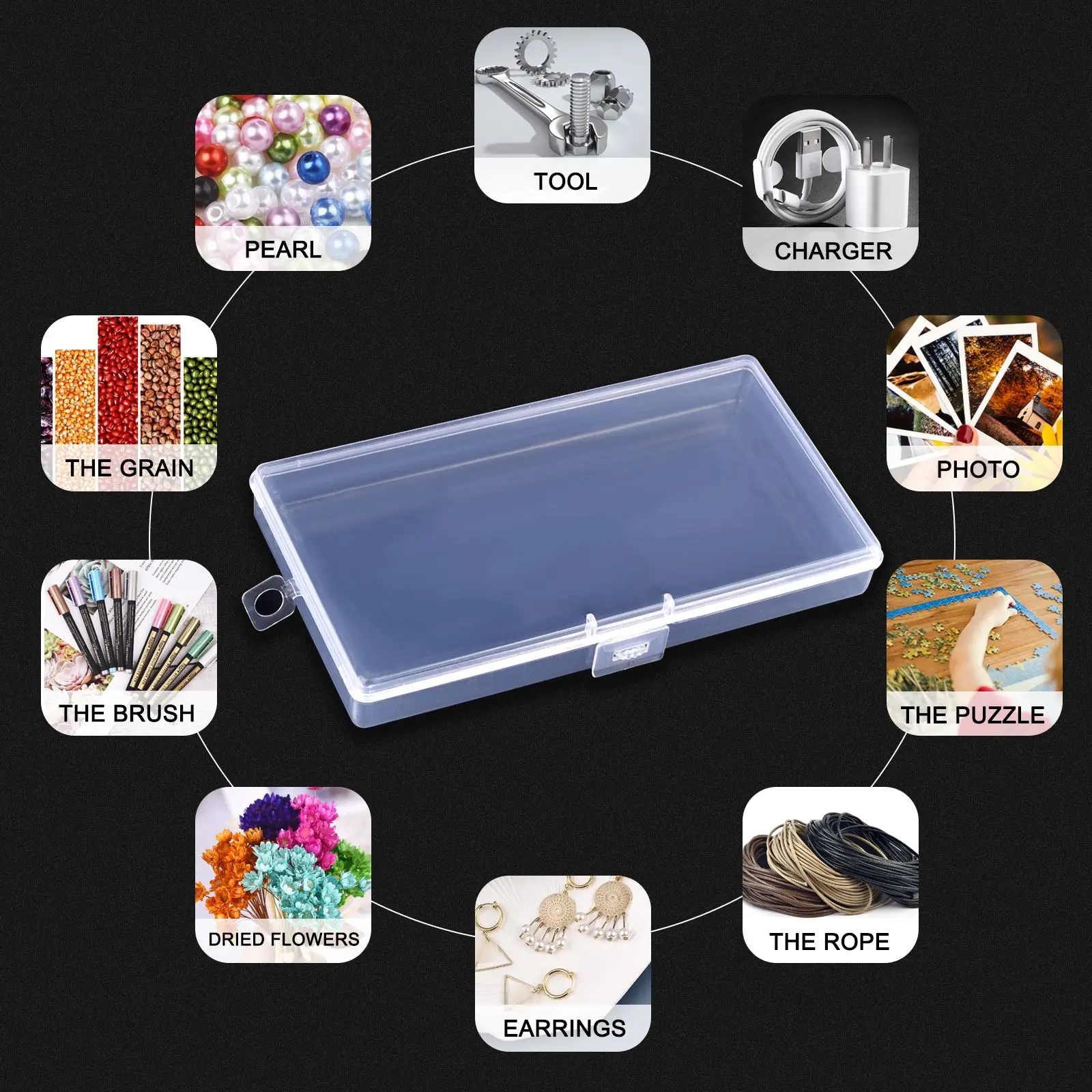 Clear Plastic Storage Box for Jewelry, Beads, and Small Accessories Organizer