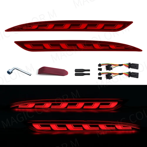 테슬라 모델 3 모델 Y 2018 2019 2020 2021 2022 2023 LED 리어 범퍼 리플렉터, 3 가지 기능 브레이크 라이트, 다이나믹 방향 지시등 3