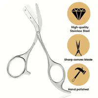 Stainless Steel Eyebrow Trimmer Scissors & Comb Set - Precision Grooming Tool for Men and Women - Effortless Hair Removal 2