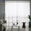 Modern Curtains for Living Dining Room Bedroom Embroidered Tulle Simple Geometric Pattern Window Sheer Drape Room Decor Custom 2