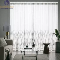 Modern Curtains for Living Dining Room Bedroom Embroidered Tulle Simple Geometric Pattern Window Sheer Drape Room Decor Custom 2