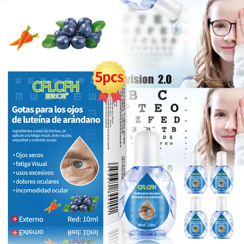 

Eyesight Improvement Eye Drops Eyes Pain Dry Itchy Visual Fatigue Myopia Protect Vision Blueberry Lutein Care 3/5Bottles Spanish