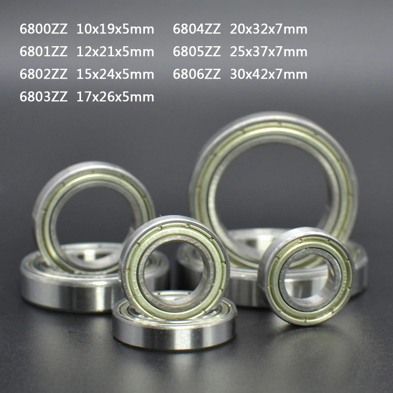 10/5/2pcs 6800 6801 6802 6803 6804 6805 6806ZZThin Wall Metal Shielded Rubber Sealed Bearing Ball Bearings