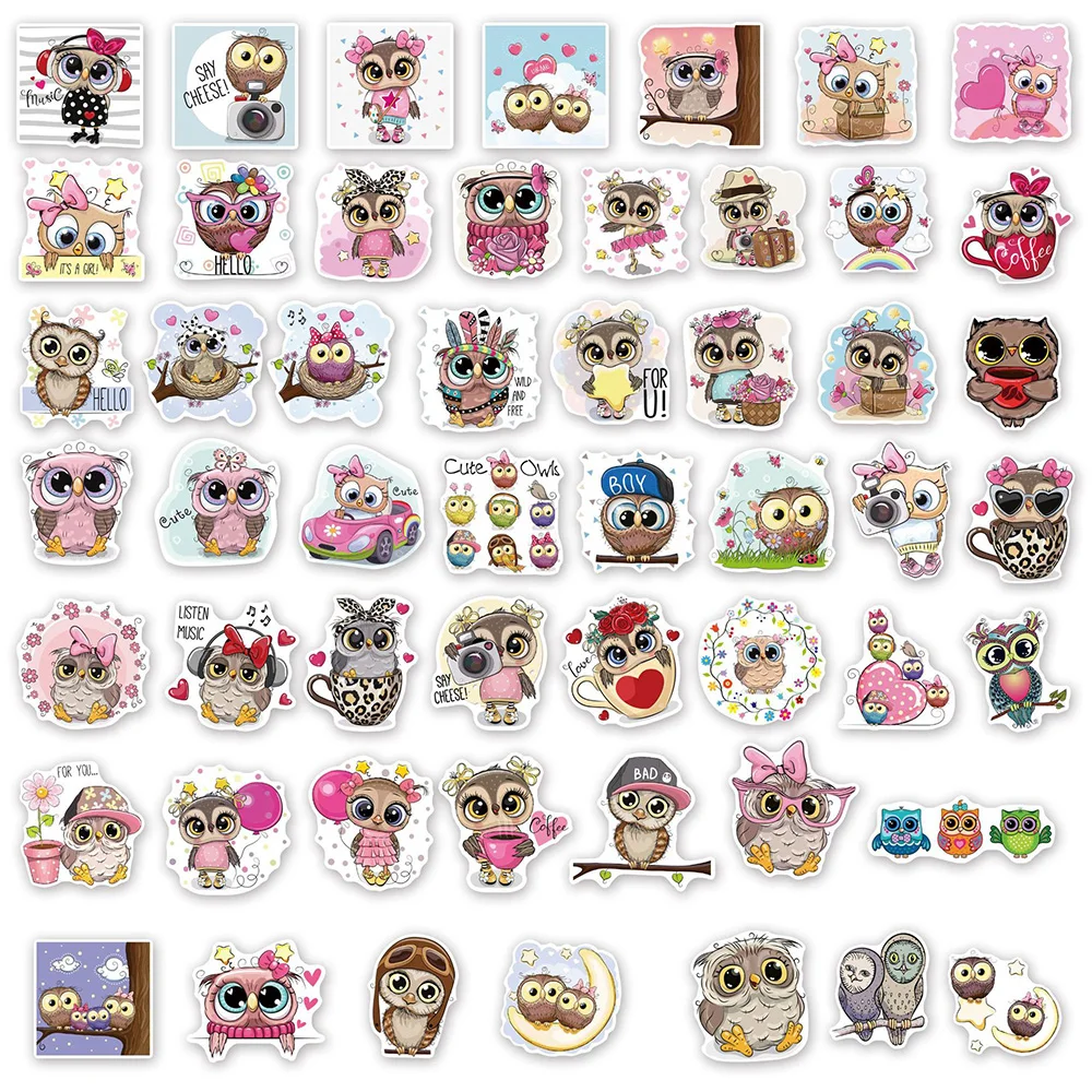 10/30/50pcs Kawaii Cartoon She-Owl Stickers for Notebook Laotop Tablet Phone Waterproof Graffiti Kids Sticker Decals Classic Toy