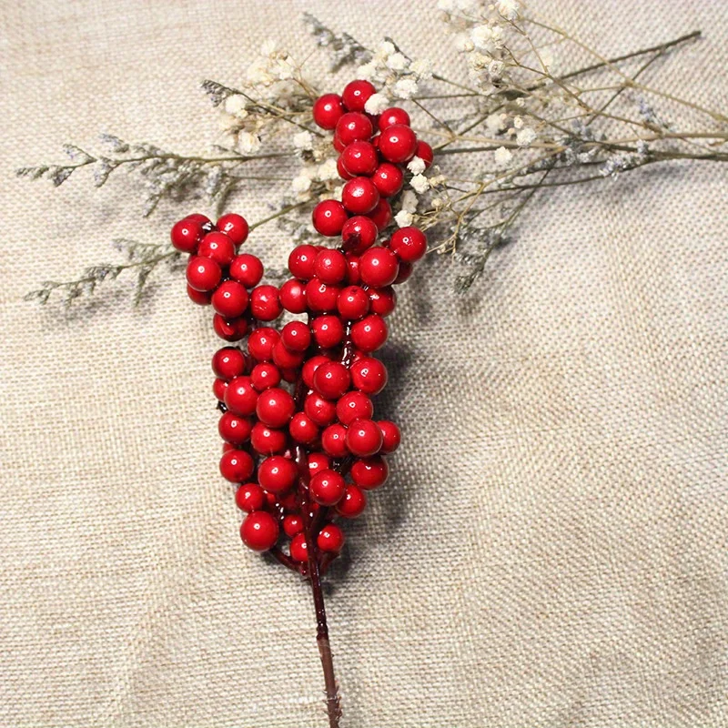 Christmas Red Fruit Simulation Red Berry Christmas Decoration Acacia Fruit Foam Red Fruit Branch Christmas Wreath Decor Berries
