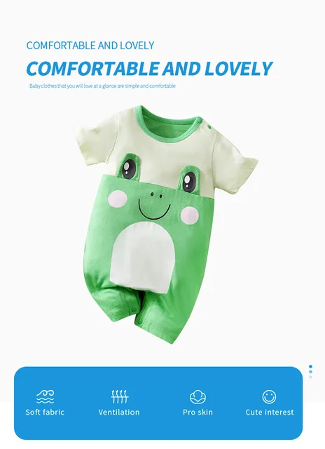 Ropa Para recién nacido, mono de algodón con estampado de rana de