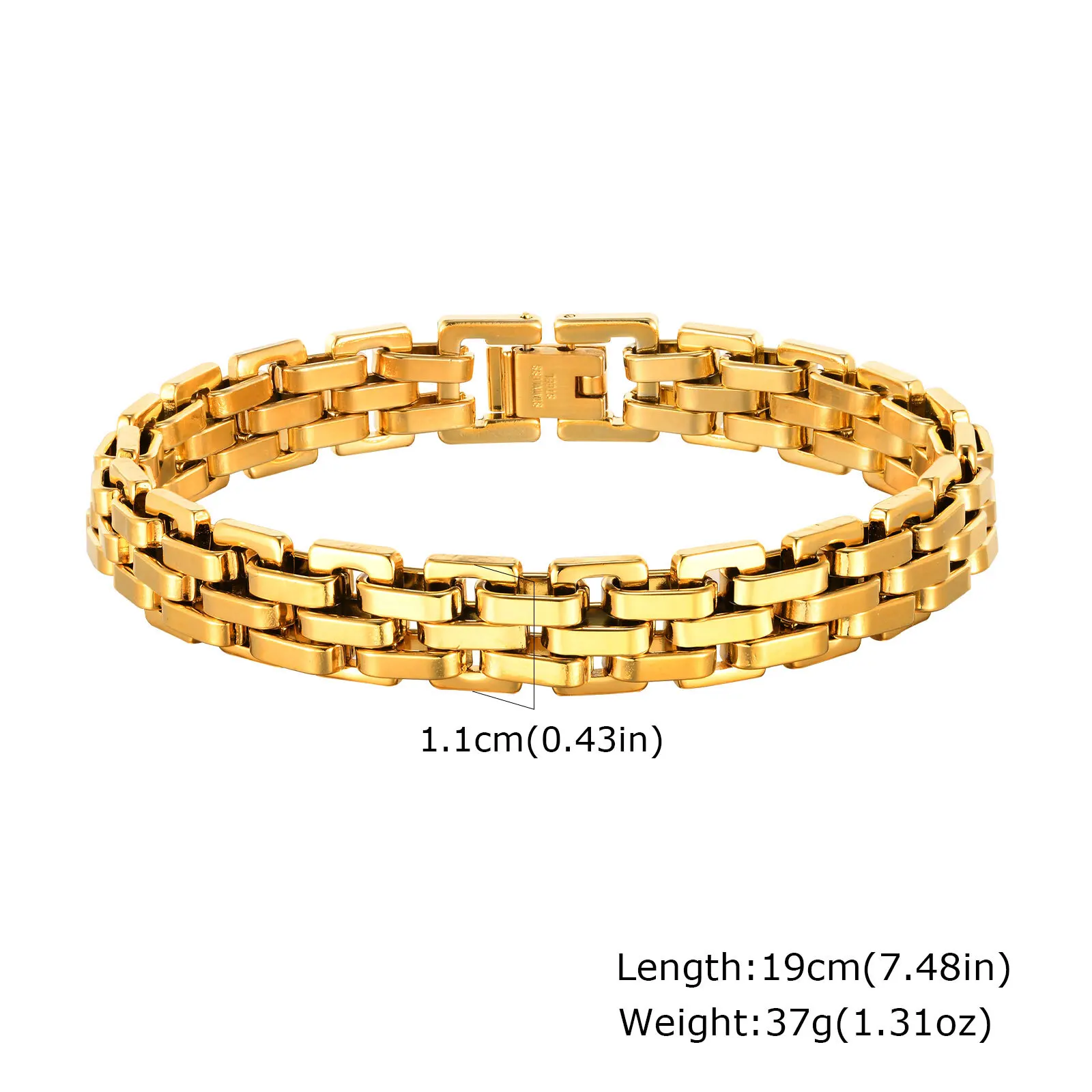 Men's Two-Tone Stainless Steel Bracelet - Stylish Gentleman's Accessory