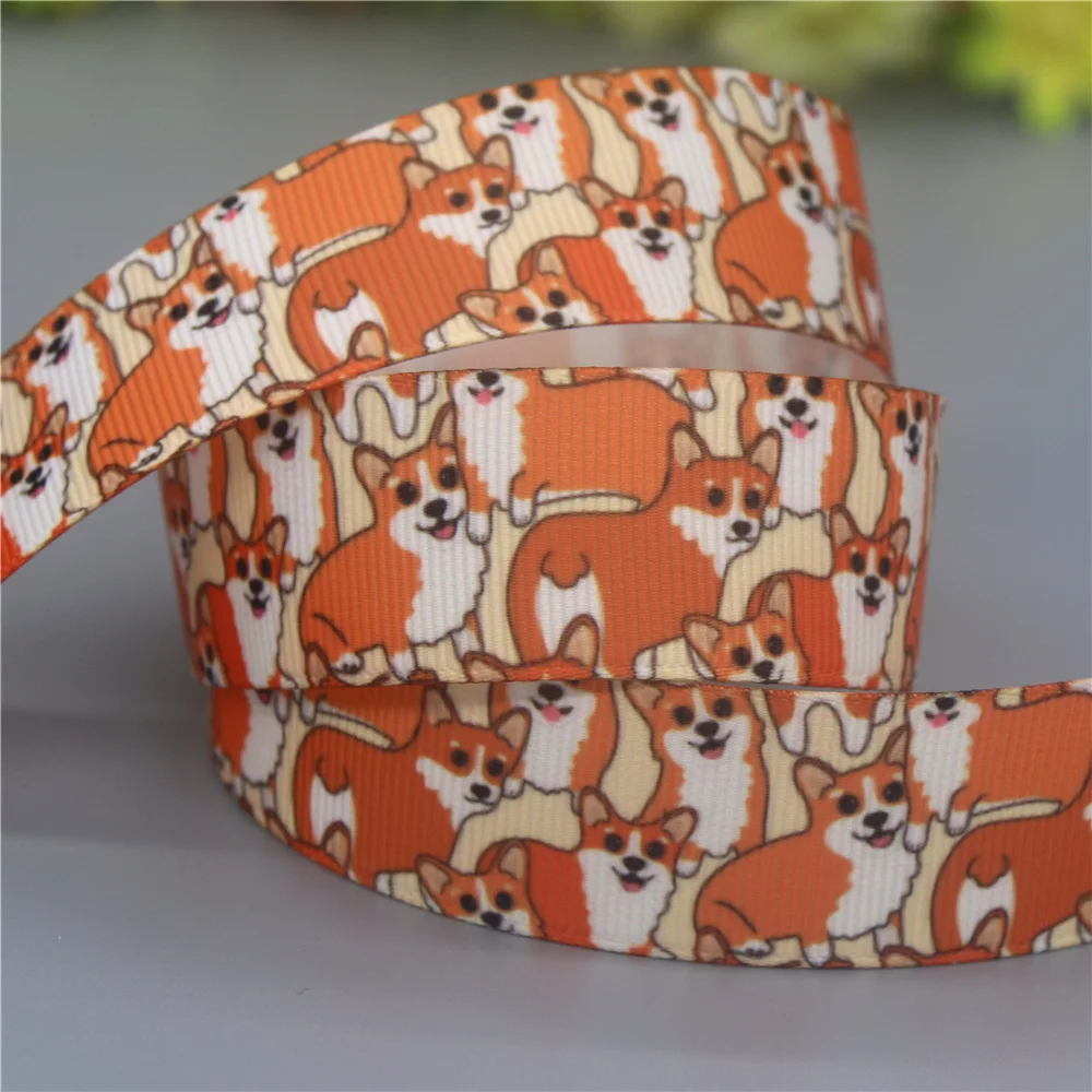 Grosgrain Ribbon DHK 50yards Dog Paw Printed Grosgrain Ribbon Accessories Material Headwear Decoration DIY Sewing Craft S2176