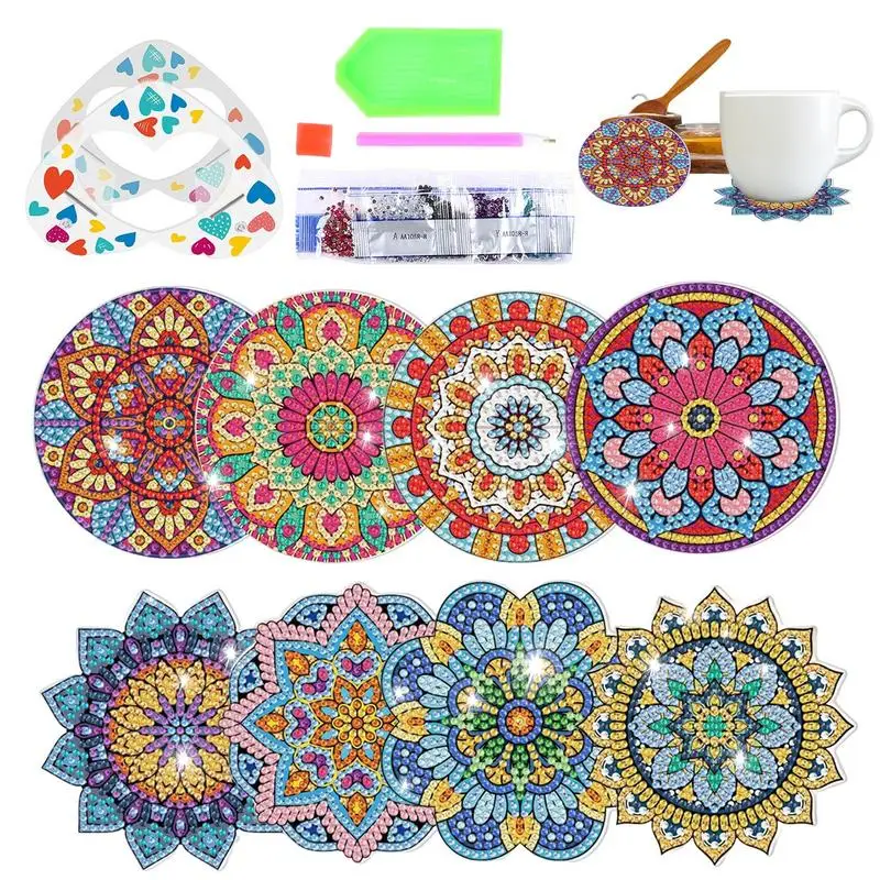 

8Pc Diamond Painting Coaster DIY Diamond Painting Coasters Set | Coaster Diamond Art Kits With Holder For Adults Kids Beginners
