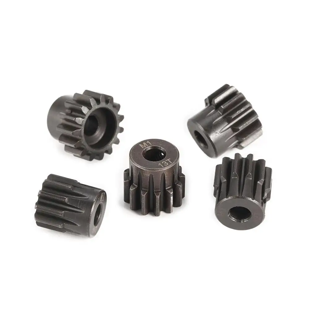 Lot de 2 pignons M1 pour moteur RC, de 14 à 22 dents, alignés côte à côte pour comparer les tailles.