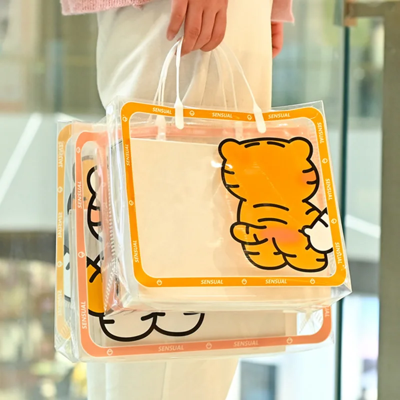 Shopping Bag Clothing Bag Gift Pouch Tote Bags Eco Bags Handbag Storage Shopping Pouch PP Waterproof Reusable Transparent Tiger garment bags non woven fabric waterproof dust bag wardrobe hanging clothes banquet clothing storage handbag wedding dress cover