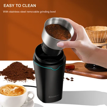Coffee Bean Grinder with Removable Stainless Steel Cup for Spices Herb Grain and Nuts, Professional Coffee Mill for Kitchen 300W 2