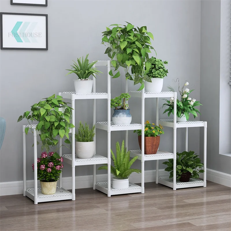Modern Minimalist Plastic Indoor Plant Shelves Multi layer Balcony Outdoor Plant Stands Simple