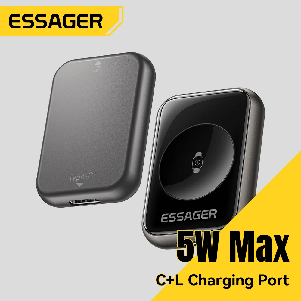 Essager Magnetic Portable Wireless Watch Charger - 5W Type-C/Lightning