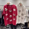 Oversized diamond crown popular printed loose three-dimensional decoration thick top women's short-sleeved T-shirt