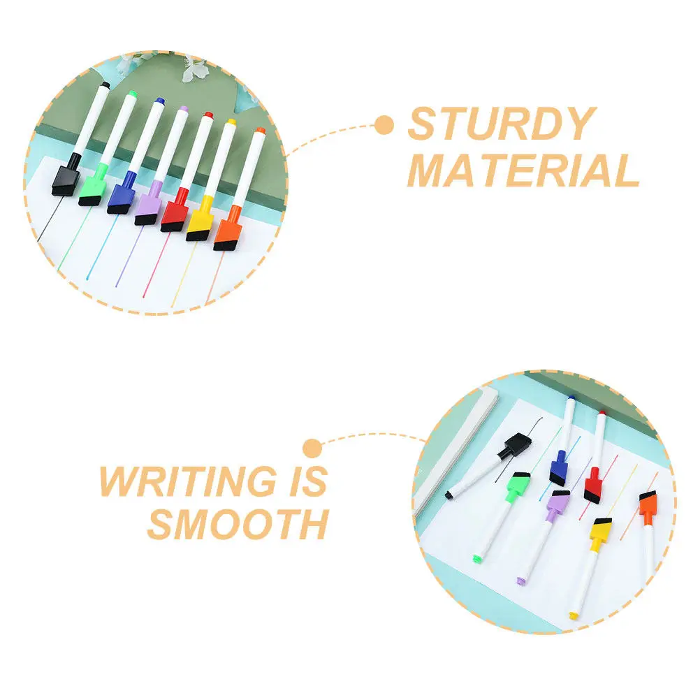 8Pcs 지울 수 있는 화이트보드 마커 멀티 컬러 경사진 팁 부드러운 쓰기 드라이 지우기 펜 교실 사무실 노트용 생생한 색상