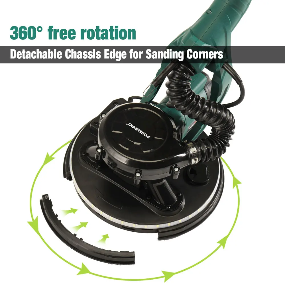 215MM Electric Drywall Sander Pole Wall Polisher 810W Dry Wall Sander LED Strip Light Wall Sanding Household 3