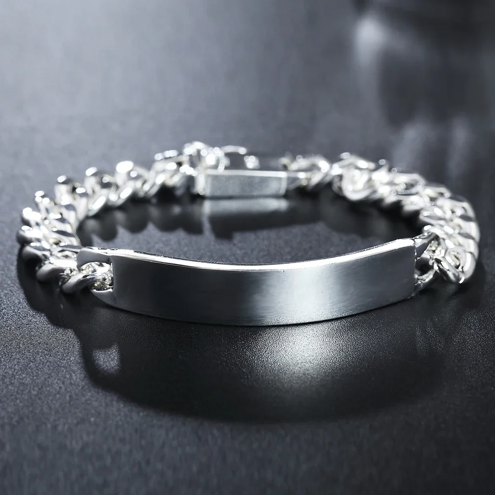 

Charm 925 Sterling Silver Bracelet Design Noble 10MM Mens Women Chain Jewelry Fashion Geometric Wedding Party Factory Price 20cm