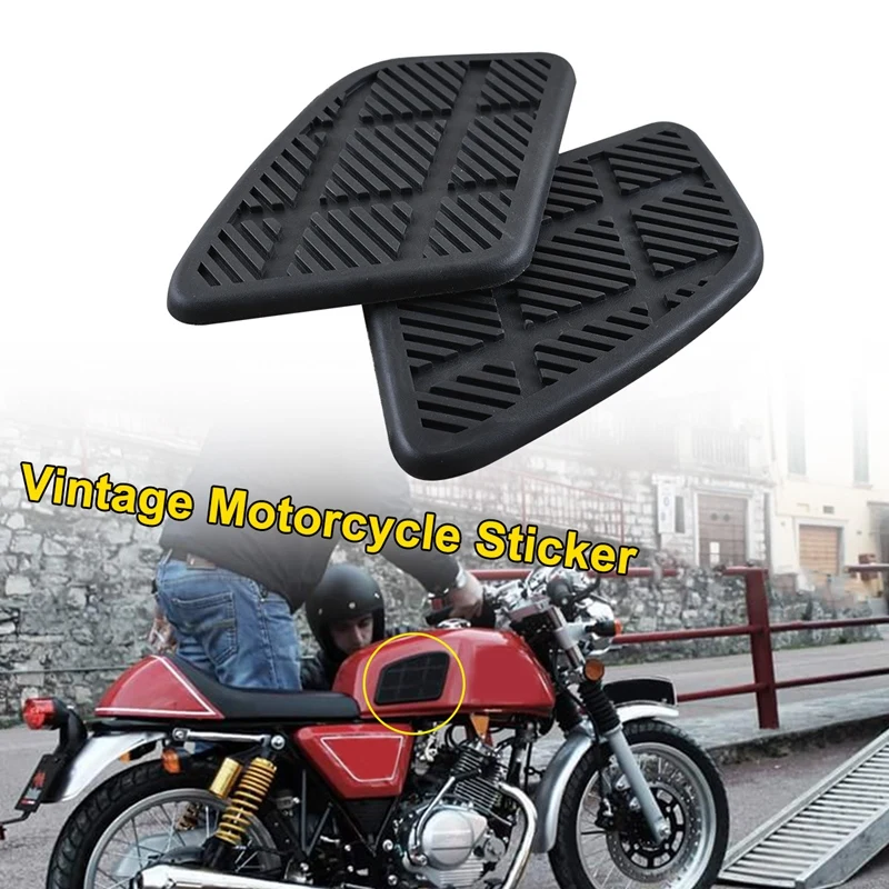 

2 Pieces Motorcycle Gas Fuel Tank Rubber Pad Protector For Retro Cafe Racer