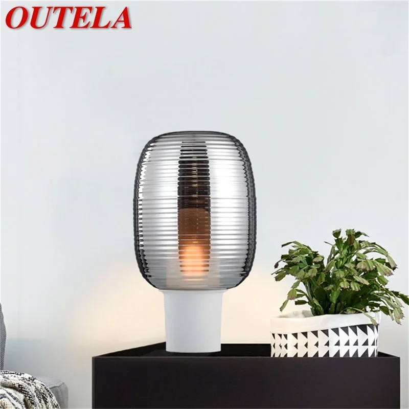

OUTELA Nordic Table Light Contemporary Simple Glass Desk Lamp LED Home Decorative Living Room Bedroom