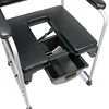 AntiRollover Commode Chair: Folding Disability Stool Elderly Bath Seat Leather Cushion Toilet NonSlip Support. 2