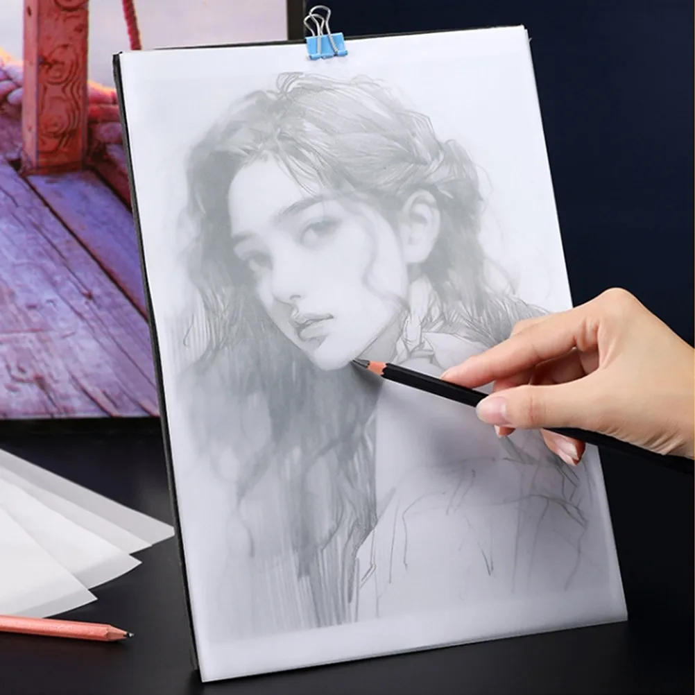 50Pcs A5 흰색 반투명 트레이싱 페이퍼 스케치 드로잉 제작 전사 및 애니메이션 반투명 아티스트 페이퍼