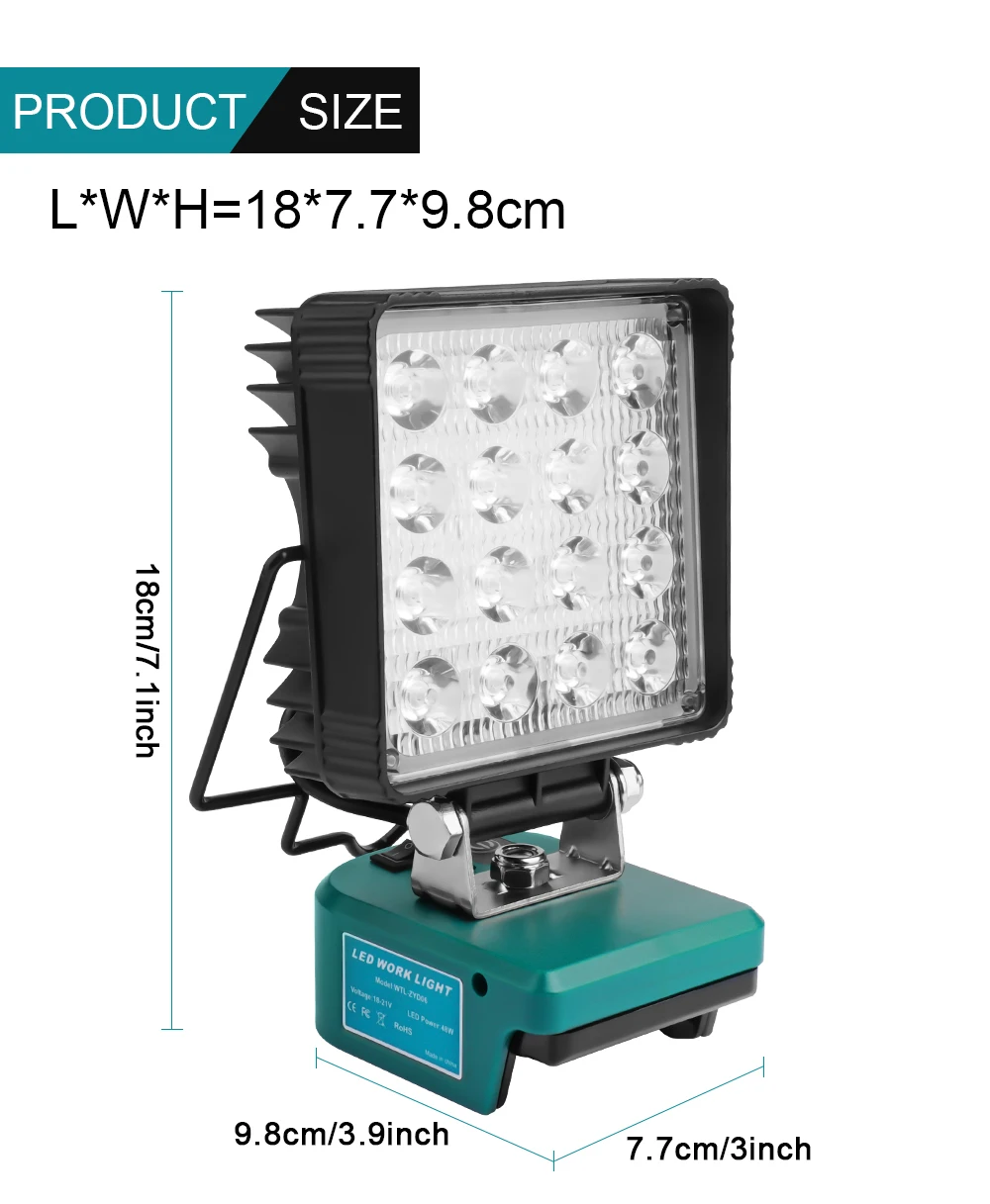 LED Work Light for Makita 18V Battery Portable Outdoors Floodlight Camping lamp