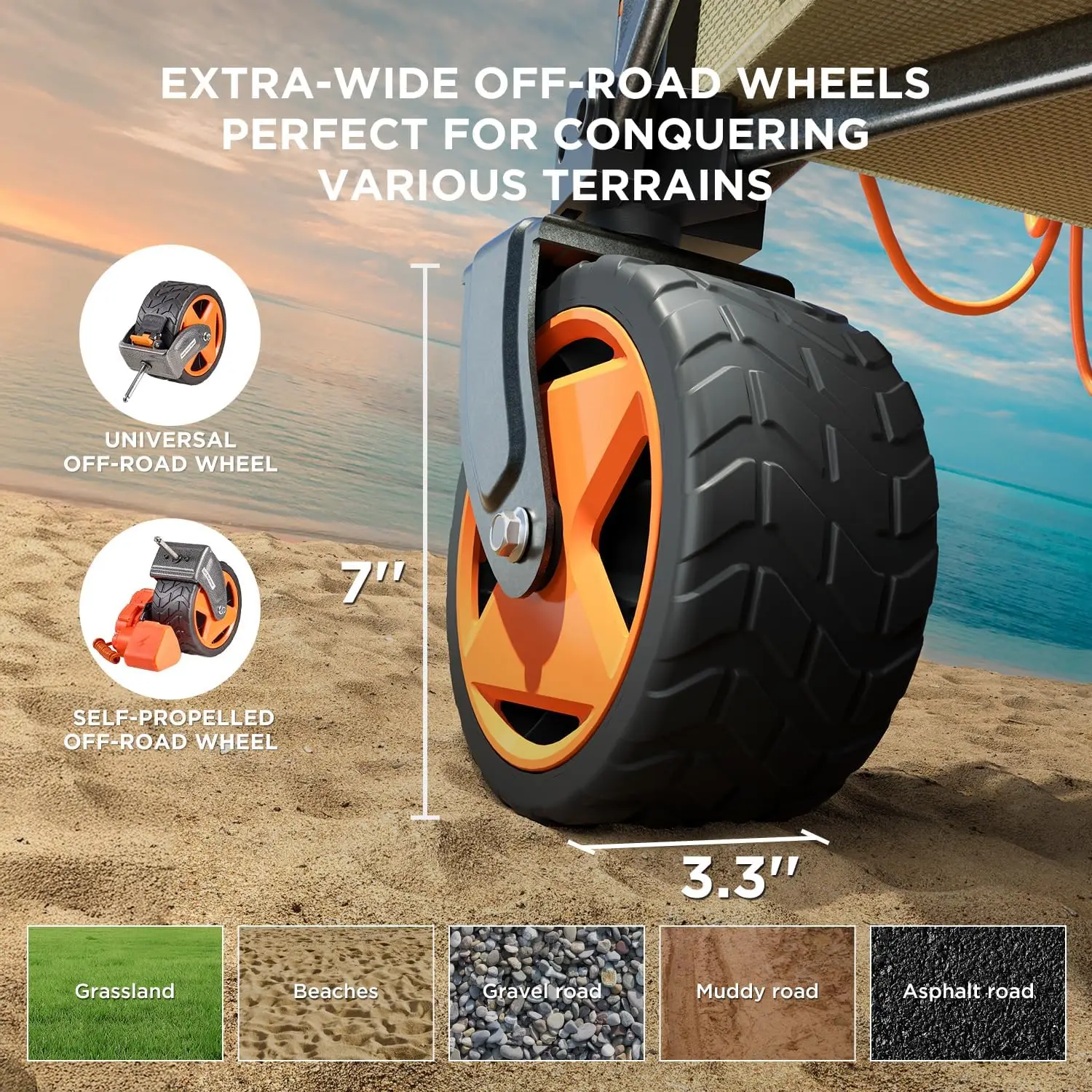 Litheli Electric Utility Wagon with All-Terrain Tires, 200L Storage and Adjustable Speed for 300 lbs Load Capacity