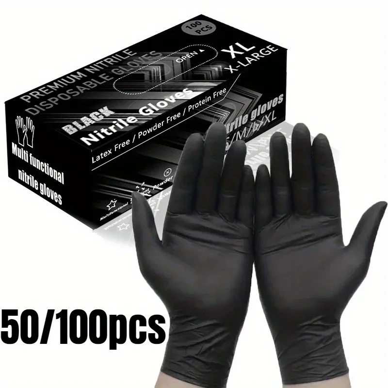 20/50/100pcs Thickened Disposable Nitrile Gloves for Kitchen Baking Cleaning Hairdressing Waterproof Dishwashing Tattoo Glove