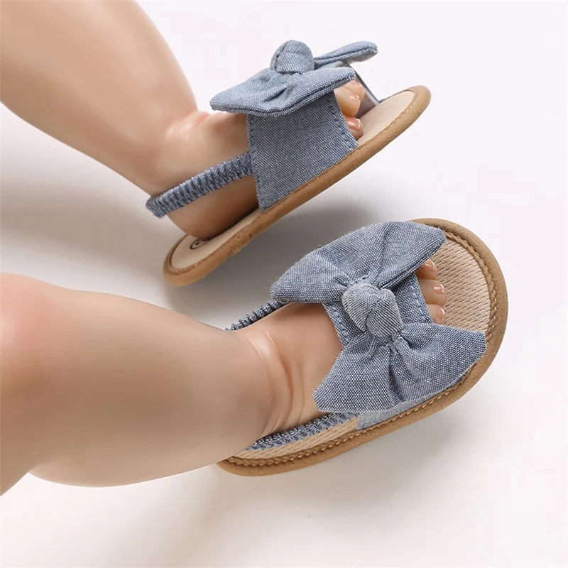 Blotona Baby Girls Bow Knot Sandals, Summer Casual Soft Sole Princess Flat Non-Slip Patchwork Shoes