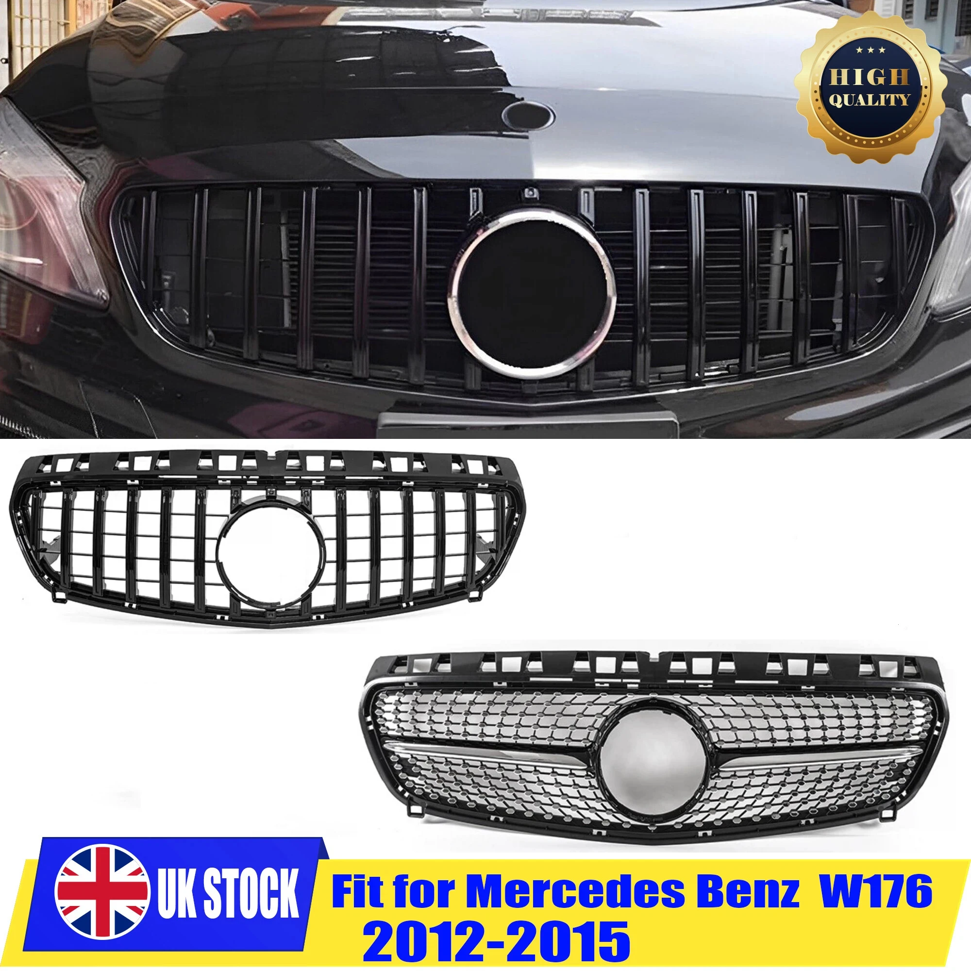 Rhyming Front Bumper Grill W176 For Mercedes Benz A Class A200 A45 2013-2015 PRE LCI Hood Grille GT/Diamond Style Accessories