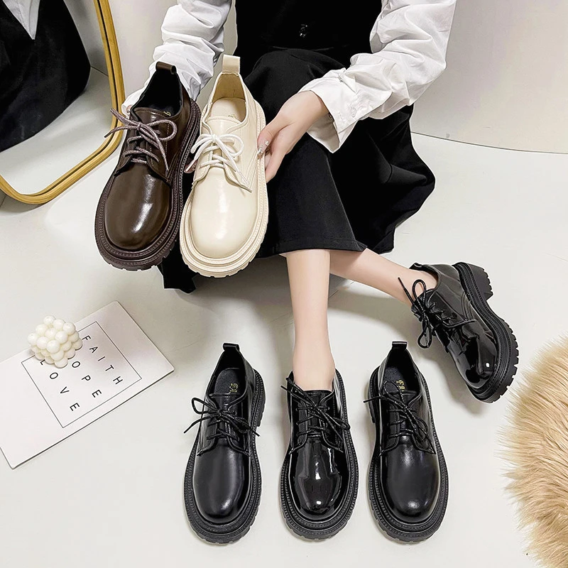 Dando Constituir Pebish Zapatos Derby de punta redonda para mujer, zuecos de estilo británico con  plataforma, zapatillas informales de cuero, vestido de verano| | -  AliExpress
