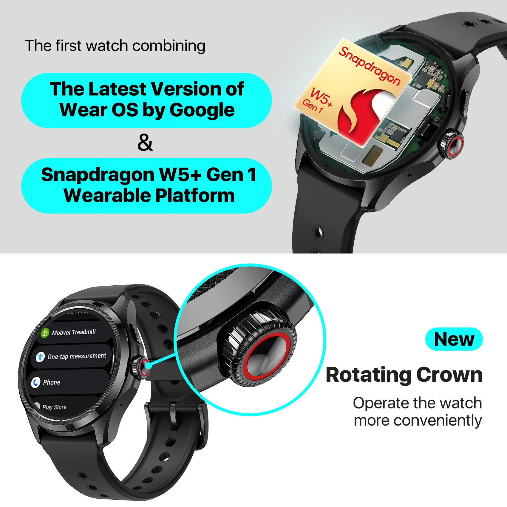 TicWatch Pro 5 Wear OS Smartwatch Built 100+ Sports Modes 5ATM  Water-resistance Compass NFC and 80Hrs Battery Life for Android - AliExpress