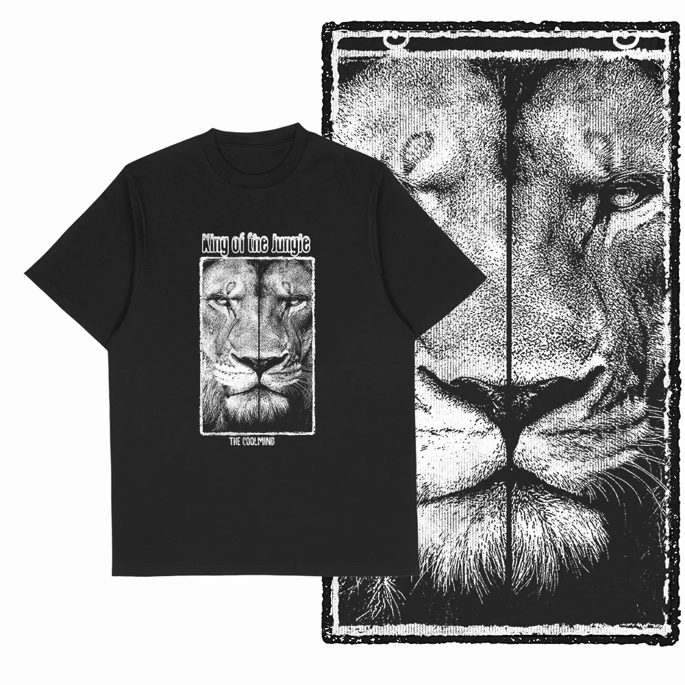 Coolmind MAV Löwe bedrucktes exklusives grafisches Herren-T-Shirt aus 100 % Baumwolle, große Größe, Streetwear-Männer-T-Shirt, cooles T-Shirt – Detail 4