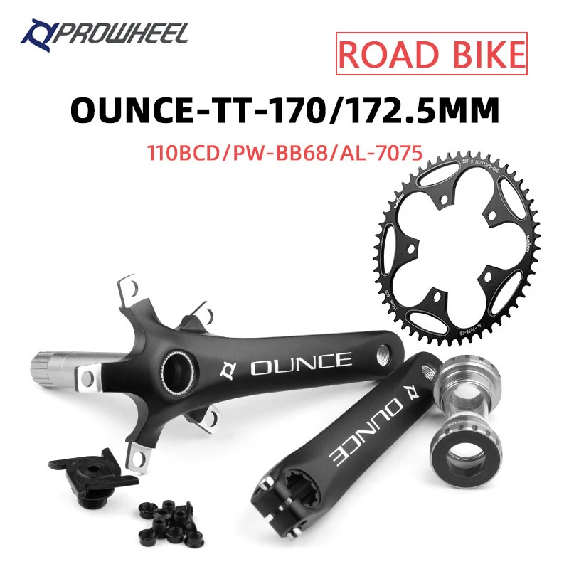 PROWHEEL Road Bike Crankset 110 BCD 130 BCD 170/172.5mm 50/52/54/56/58