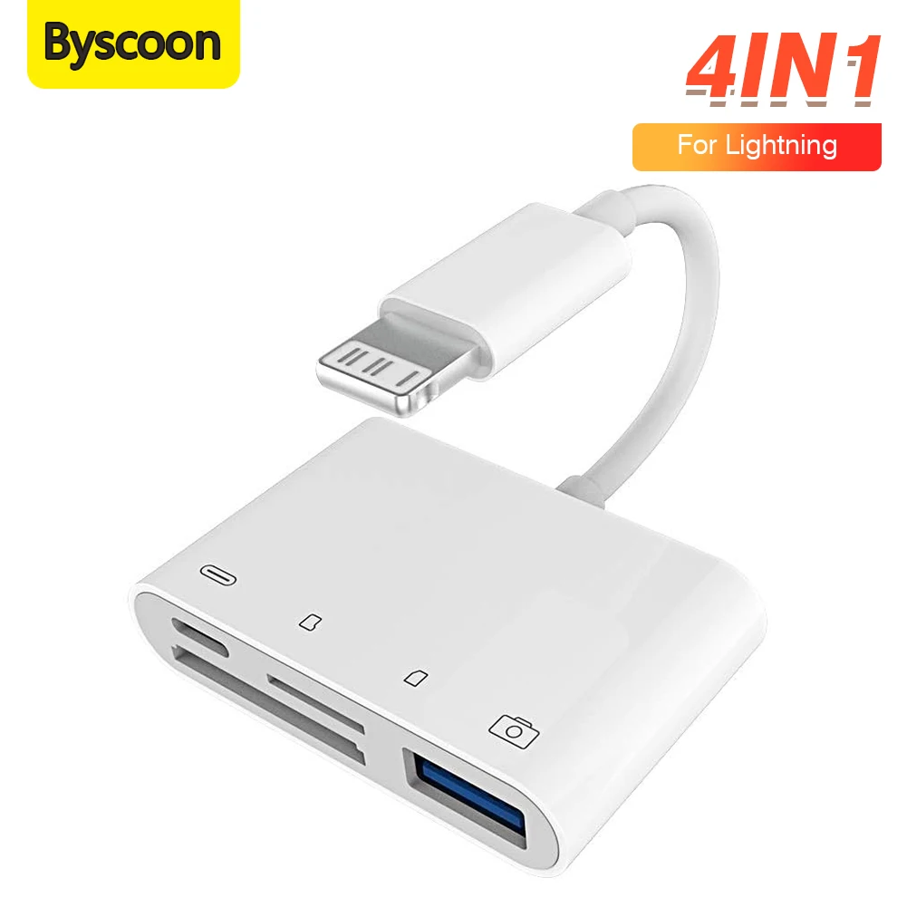 4in1 lightning to SD TF Card Reader Charging Converter For iOS Card Reader OTG Adapter For iPhone 14 13 12 Pro Max iPad