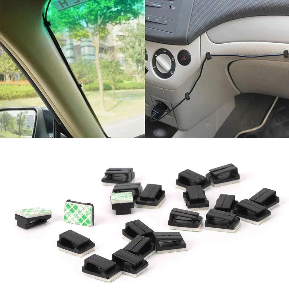 Car Self Adhesive Cable Clip Organizer 20Pcs Drop Wire Holder Cord Management Self-Adhesive Cable Fixed Clamp Wire Winder